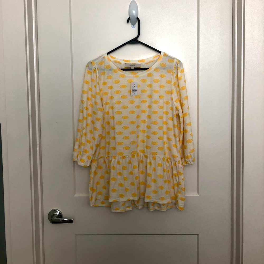 LOFT- Polka Dot Peplum Blouse